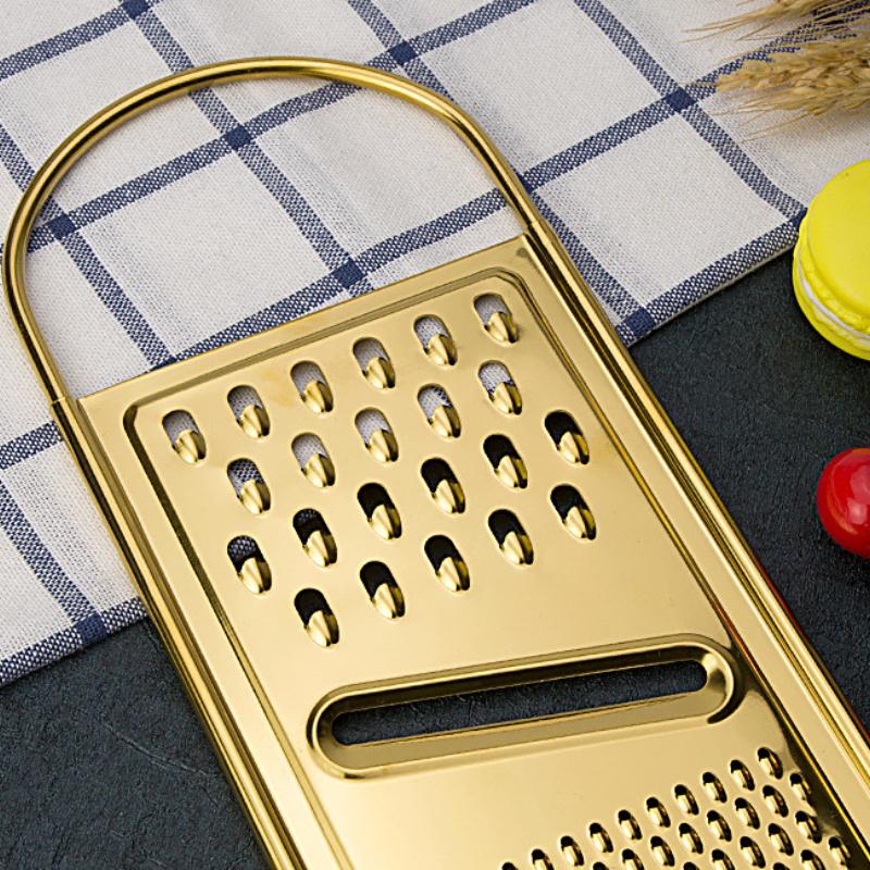 Vergoldetes Messing Silberne Oberfläche Hobel Edelstahlreibe Schaber Reibe Küchenzubehör Rallador Dropshipping