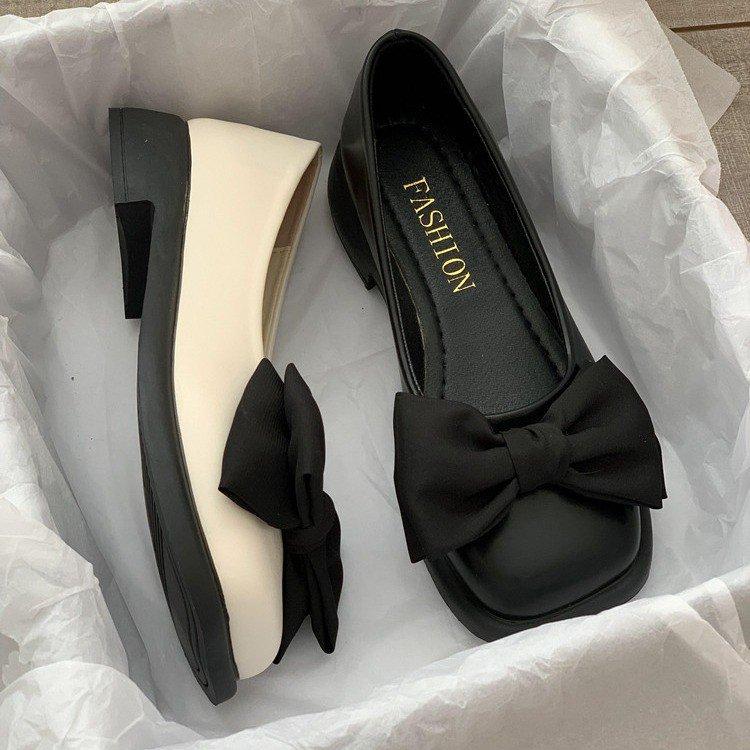 Flat-bottomed Bow Small Leather Shoes Autumn New Mary Jane Non-slip Pregnant Women Doudou Single Shoes Ladyshoes