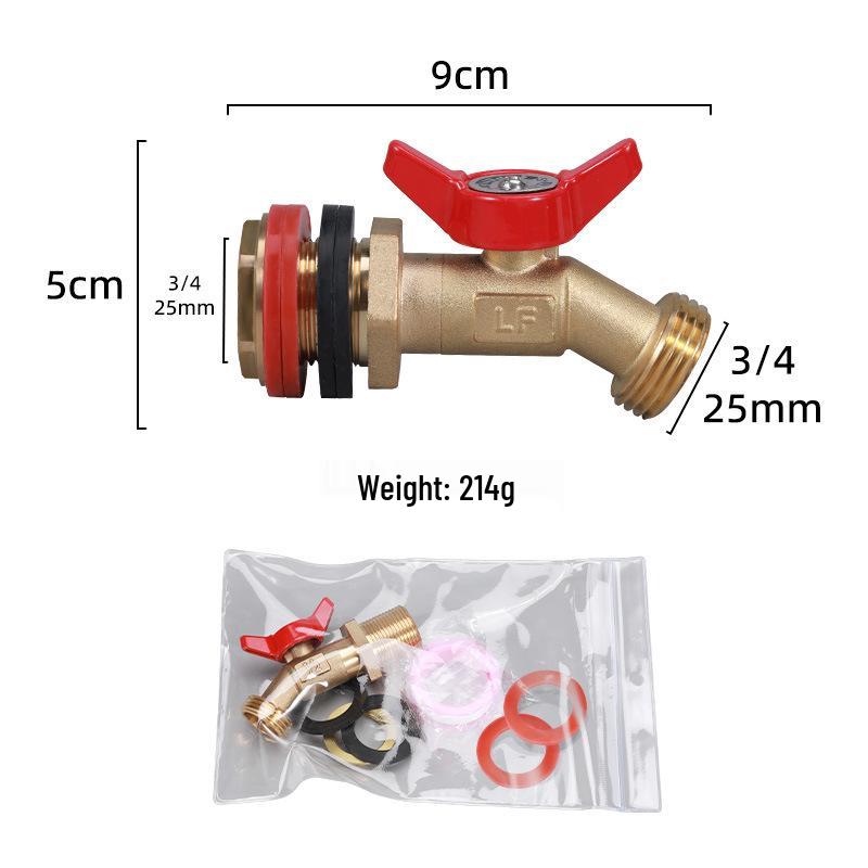Cross-Border Brass Ball Valve with Bulkhead Fitting & G Thread Rain Barrel Faucet Set