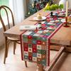 Festive Jacquard Tablecloth Christmas Tree Plaid Polycotton Table Runner Decorative Dining Cover