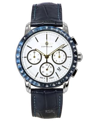 New York Chronograph Lederarmband weißes Zifferblatt Quarz 88781 Herrenuhr