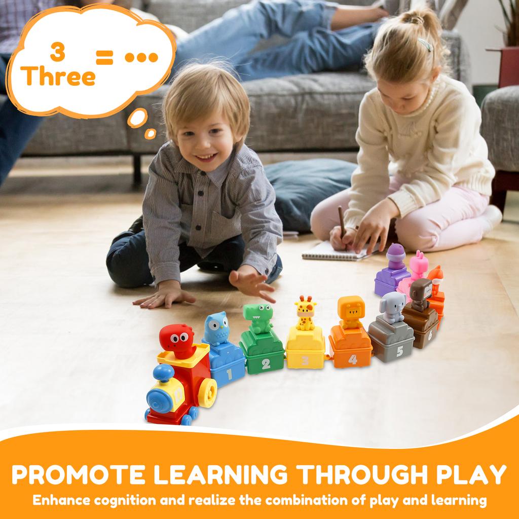 Zoo Train Digital Matching Toy Includes 9 Independent Carriages 1 Locomotive and 10 Animals Toddler Learning Toy