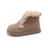 2024 Children Plush Leather Boots for Girls Winter New Fashion Korean Style Soft Bottom Anti-slippery Versatile Chic Warm Shoes