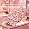 Three-fold Cosmetic Bag Floral Data Cables Organizer Portable Coin Purse  for Students Girls