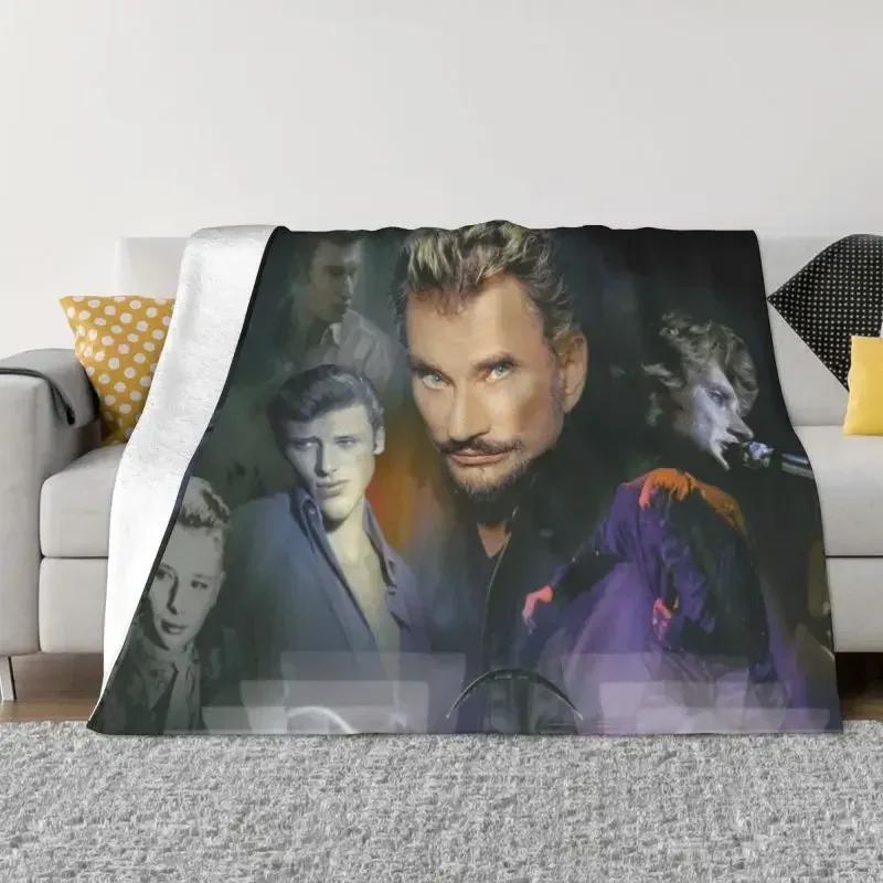 Johnny Hallyday Decken, warmer Flanell, französischer Sänger, Überwurf, Decke für Sofa, Büro, Tagesdecken