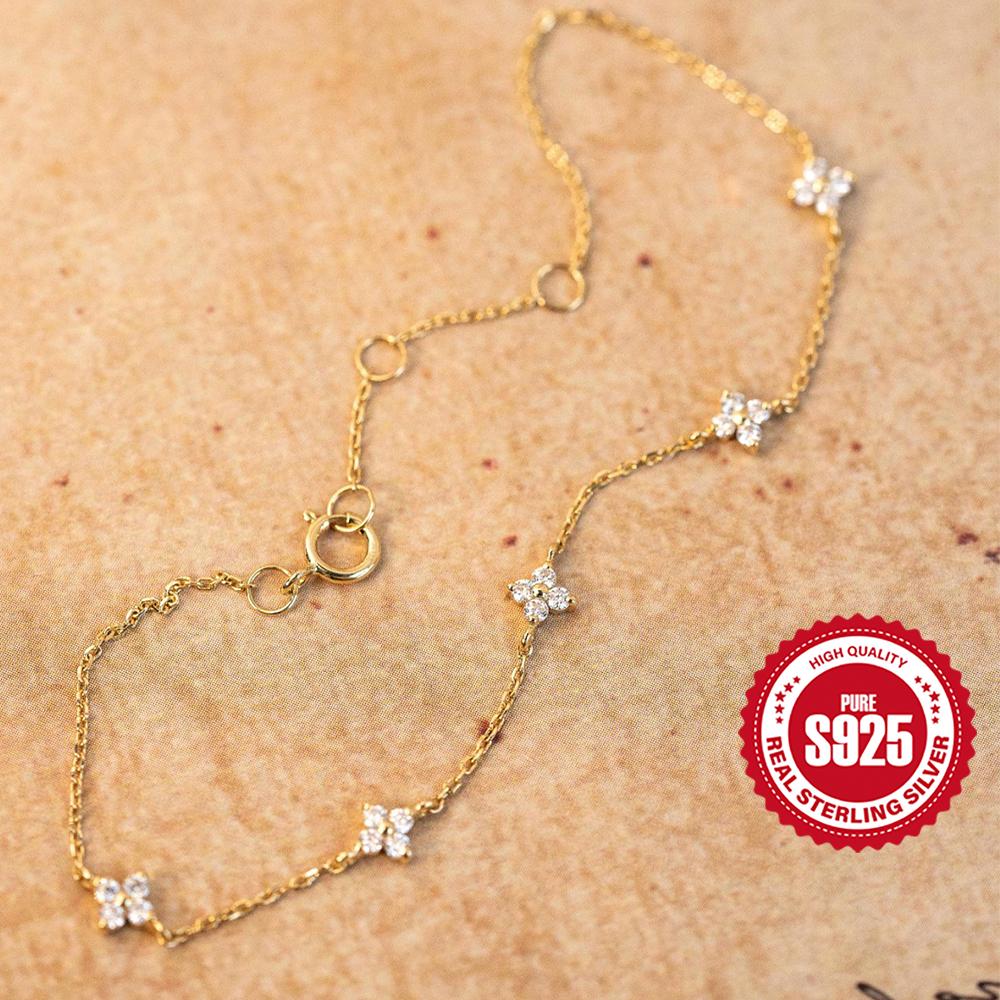 CANNER European American Style Eight-Pointed Star Zircon Bracelet S925 Silver Personality Simple Versatile Bracelet