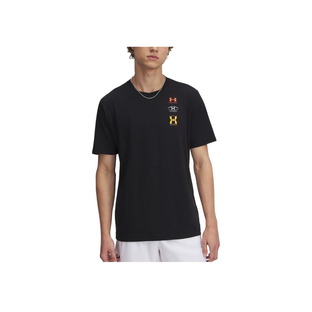 Under Armour Evol Loose Fit Breathable T-Shirt Men Tops Black White Campus-Gold 1390165-001