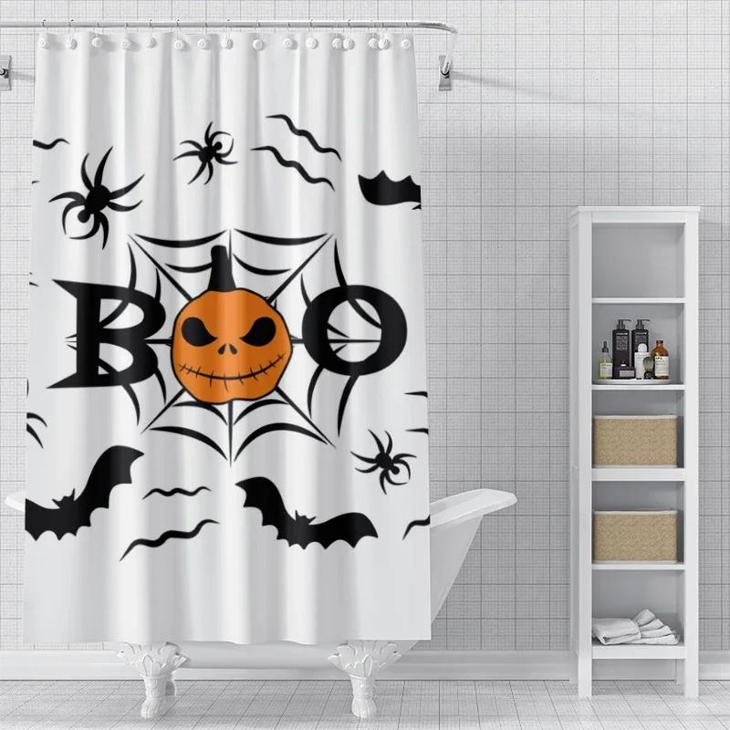 Home Shower Curtains For Bathroom Waterproof Fabric Modern Nordic Style Living Room Curtain Halloween Autumn Pumpkin Decoration