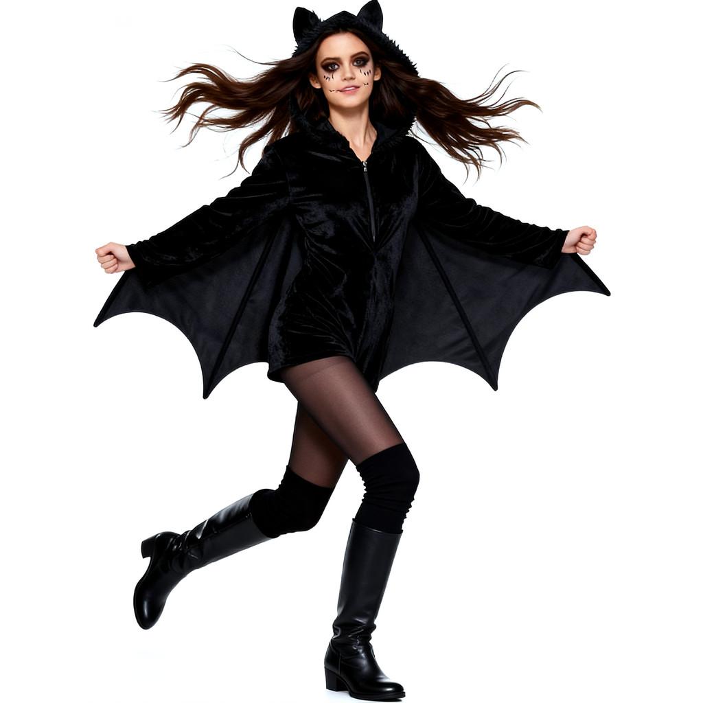 Halloween Bat Cosplay Costume For Women And Girls With Polyester Fabric For Themed Parties
