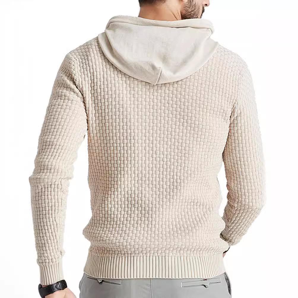 Zaitun Men's Long Sleeve Knitted Hooded Sweatshirt