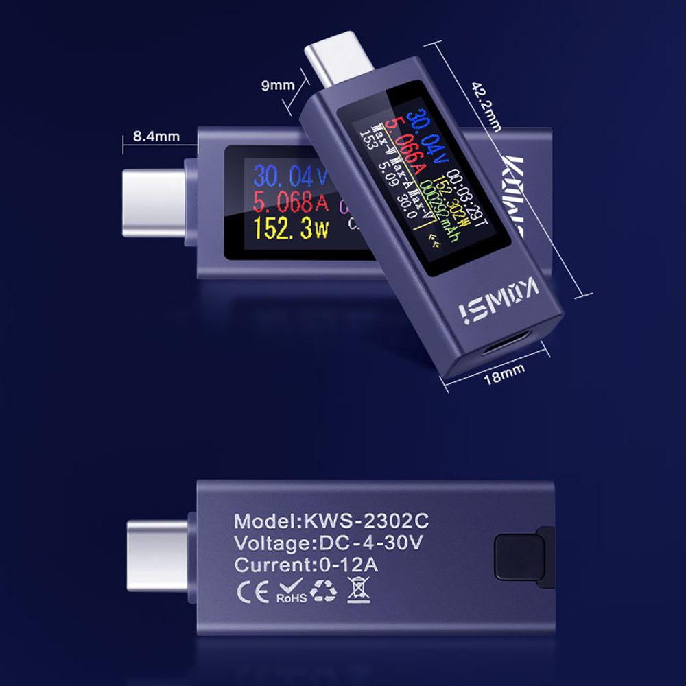 KWS-2301C KWS-2302C Multifunctional Digital Display DC Voltage Current Meter Power Meter Phone Charging Tester Type-C