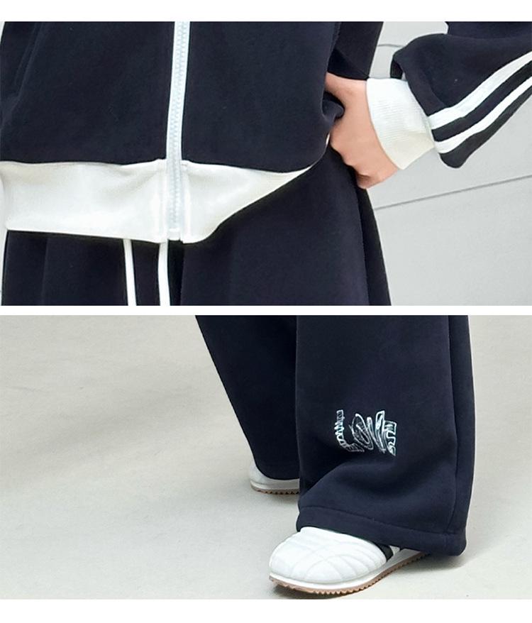 Girls' 2025 Trendy Autumn Two-piece Set: Stand-up Collar Jacket & Wide-leg Pants