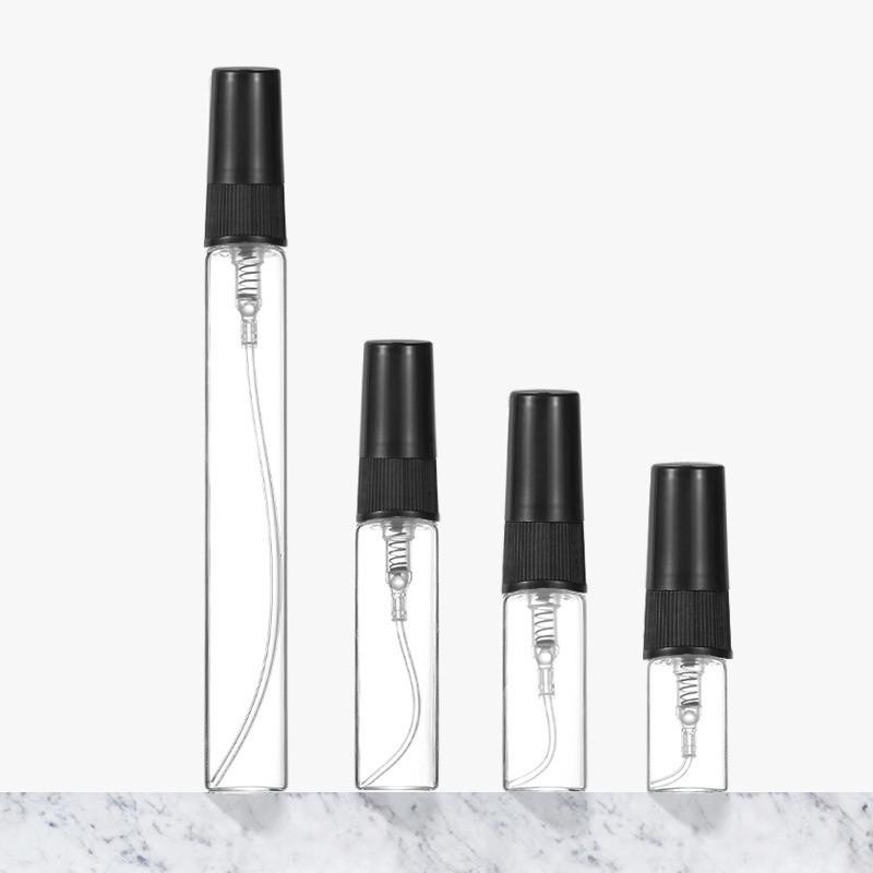 50/100 STÜCKE 2ML 3ML 5ML 10ML Schwarze Tragbare Glasparfümflasche Leer Nachfüllbare Flasche Kosmetikflasche Probe Dünne Glasfläschchen