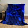Two armed tactical figures in a blue-themed, starry background setup. for all seasons blanket lunch break throw gift
