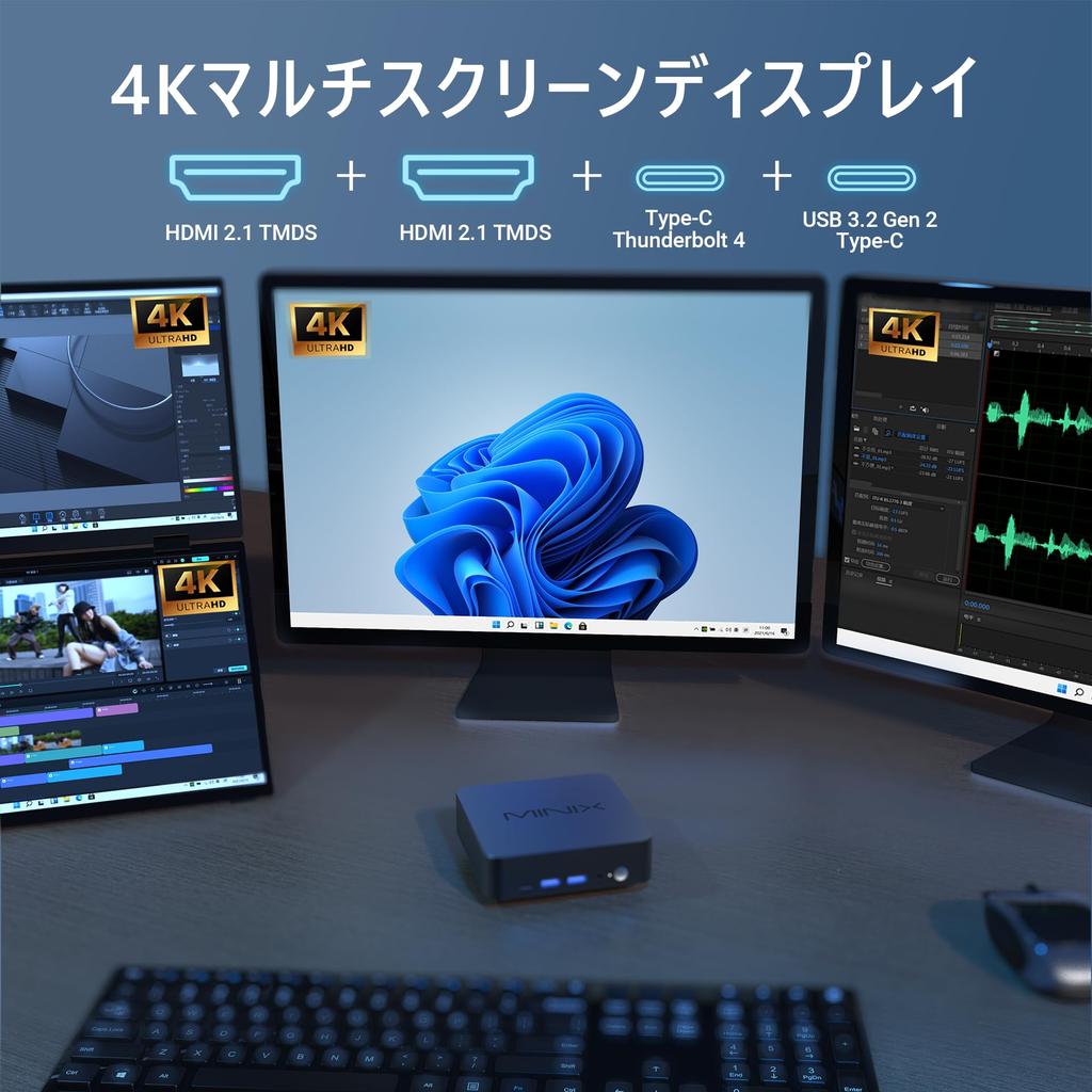 MINIX NEO NGC N512 Mini PC with Windows 11 Intel 512GB PCIe x 4 16GB Lightweight and Quiet 4K TB4 to 8K and Dual Ideal for Business and Home Office