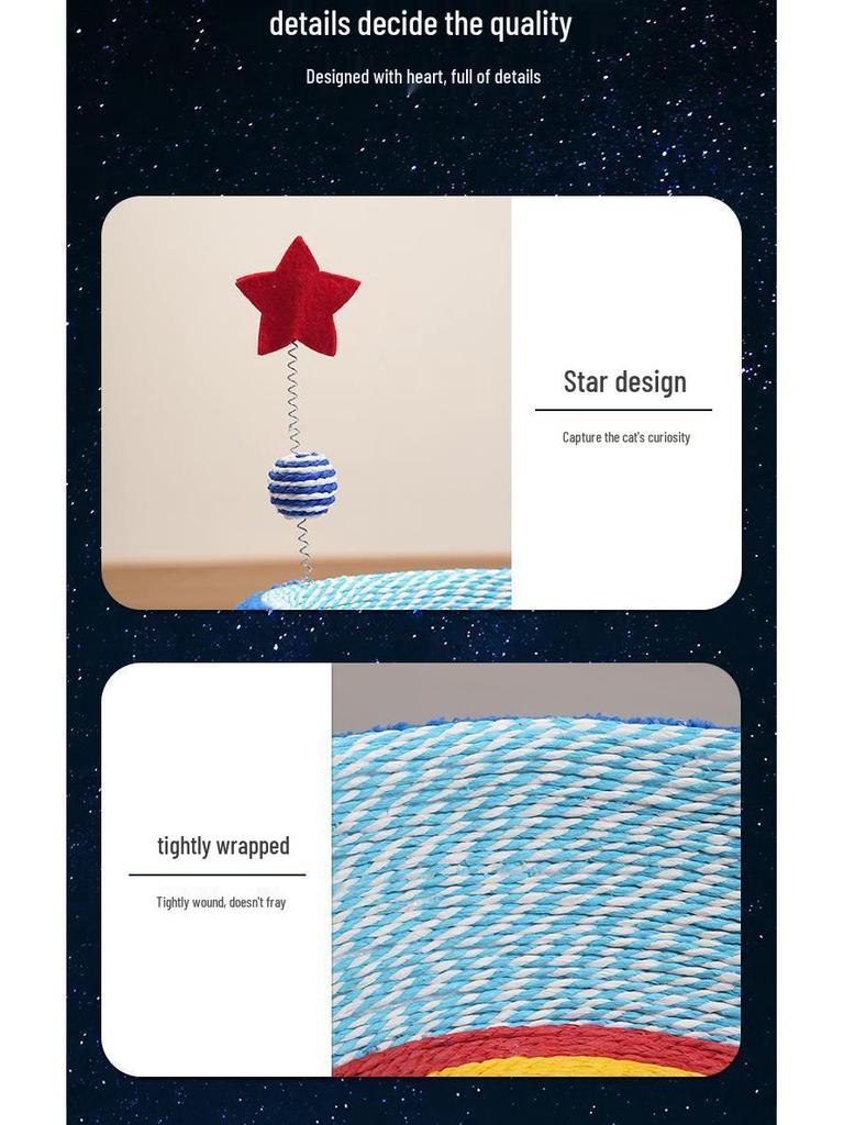 Durable Starry Sky Cat Bed & Scratching Board: Large Oval All-Season Toy