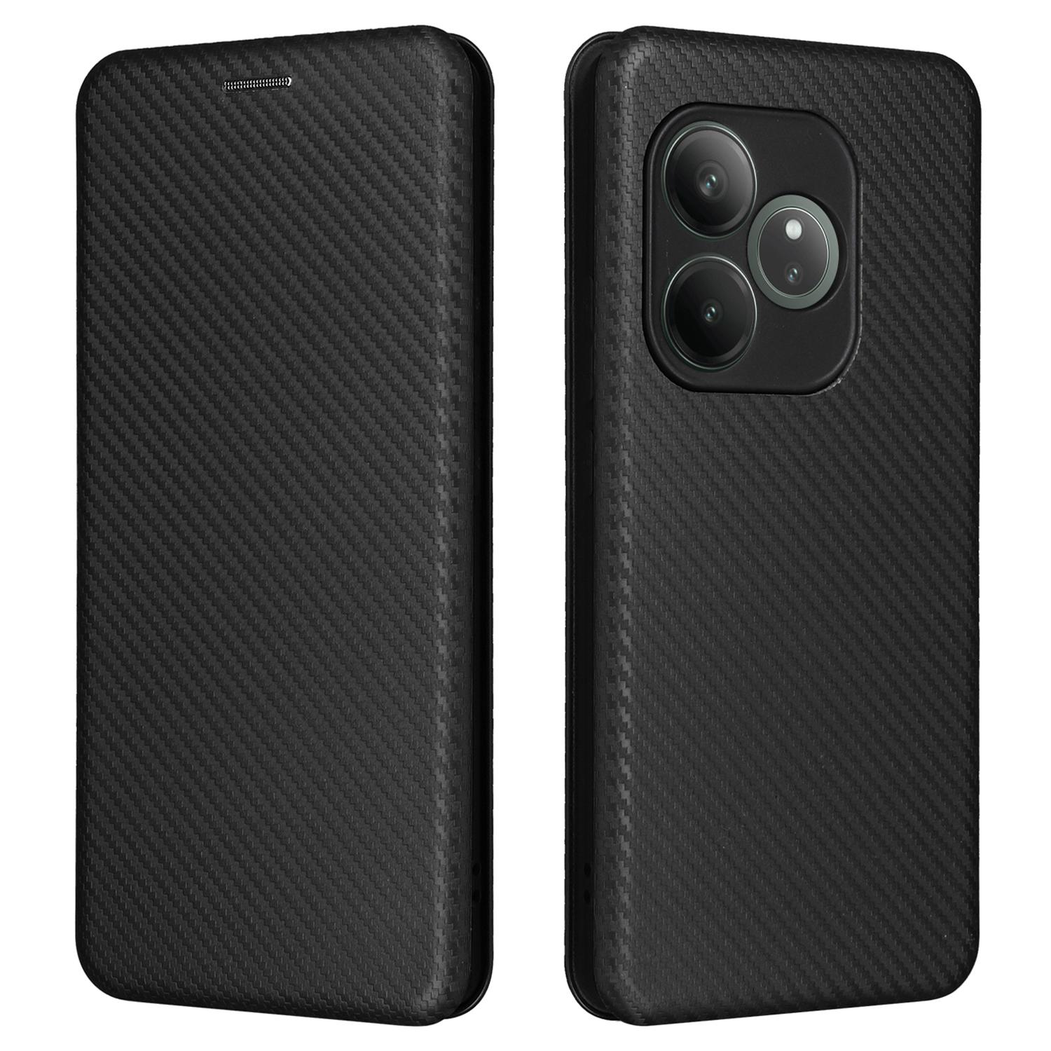 

Для Realme GT 6 5G/6T 5G/Neo6 SE 5G/Neo6 5G Чехол Слот для карт Текстура углеродного волокна Кожаный чехол для телефона Black