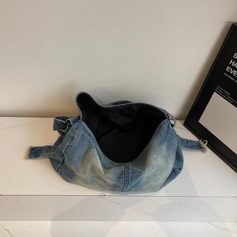 Geantă Crossbody din Denim Femei Geantă de Umăr Retro Capacitate Mare Geantă de Călătorie