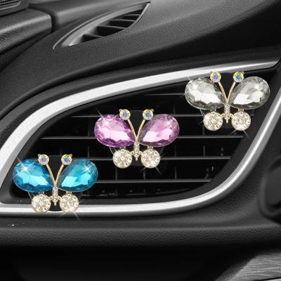 Car Vent Outlet Clip Diamond Crystal Butterfly Auto Perfume Clip Fragrance Diffuser Air Freshener Car Accessories for Women