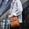 Mens Vintage Fashion Sling Bag Large Capacity Solid Pu Leather Message Bag One Shoulder Bag with Handle