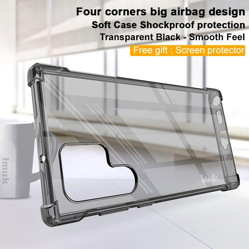 

IMAK Clear Case for Samsung Galaxy S22 Ultra 5G,Airbag Drop Protective TPU Anti-scratch Phone Cover with Screen Protector Transparent Black