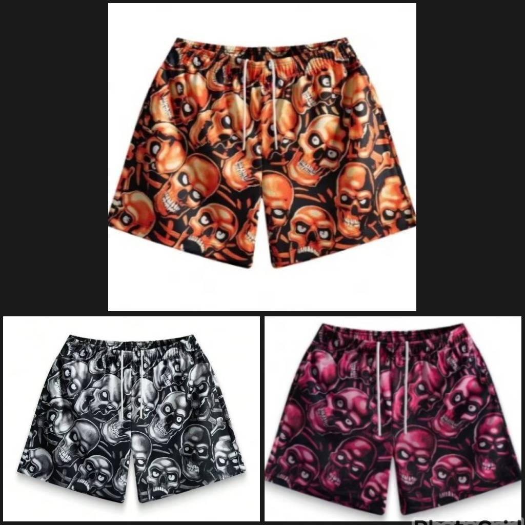 Dark Graphic Skull Ghost Demon Training Muay Thai Kickboxing Boxing MMA Print Shorts Unisex Gym Fitness Workout Quick Dry Elastic Waist