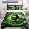 Juego de Ropa de Cama Estampada de Fútbol de Brasil de 3 Piezas Cómodo Transpirable Juego de Cubrecama como Regalo de Inauguración de Casa o Festivo