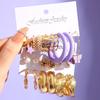 Colorful Resin Butterfly Earrings Set Pearl Purple Green Acrylic Gold Color Metal Hoop Earrings for Women Fashion Party Jewelry
