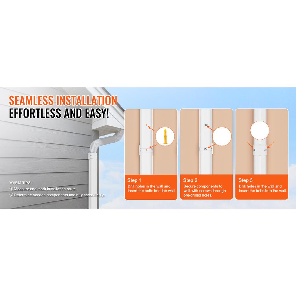 SucceBuy Mini Split Line Set Cover PVC Decorative Pipe Line Cover For Air Conditioner Easy To Install Paintable for Heat Pump