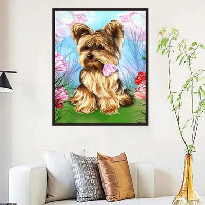 5D Diy Diamond Painting Long Haired Puppy Cross Stitch Set Full Diamond Embroidery Mosaic Art Picture of Rhinestones Decor Gift
