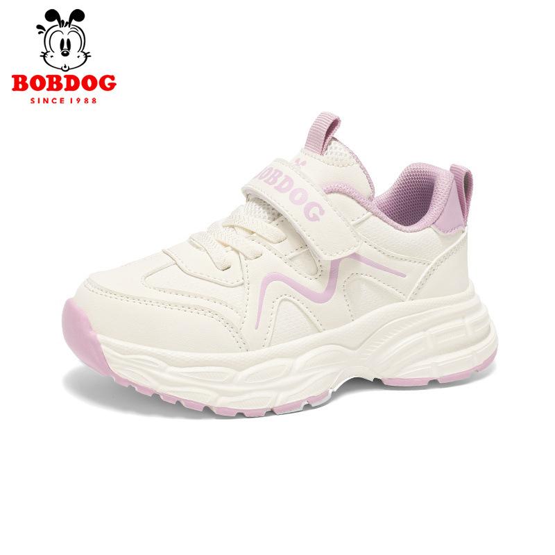 Babudou Girls' Shoes for Spring and autumn2026New Girls' Athletic Shoes, Waterproof Leather Upper, Casual Running Shoes