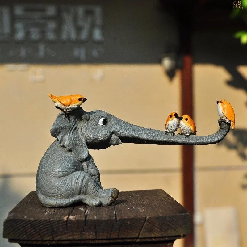 New Cute Elephant Figurines Fairy Garden Animal Ornaments For Home Deskpot Cupboard Props Decor Accessories Room Decoration