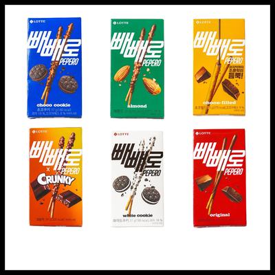 Lotte Pepero Original, White Cookie, Choco Filled, Almond, Choco Cookie, Crunky / Korean Snacks, Kfood, Authentic Korean Food