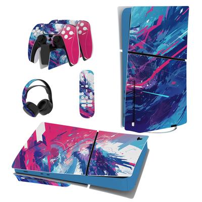 Pegatina de piel PlayVital compatible con el nuevo modelo de disco de cuerpo Slim de PS5 Pegatina de piel compatible con el control remoto de la estación de carga de auriculares de PS5 Pegatina de piel