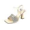 Fashion New Summer Fashion Style Designder Luxury Rhinestone Decoration Women's High Heel Peep Toe Banquet Ladies Shoes Zapatos Mujer