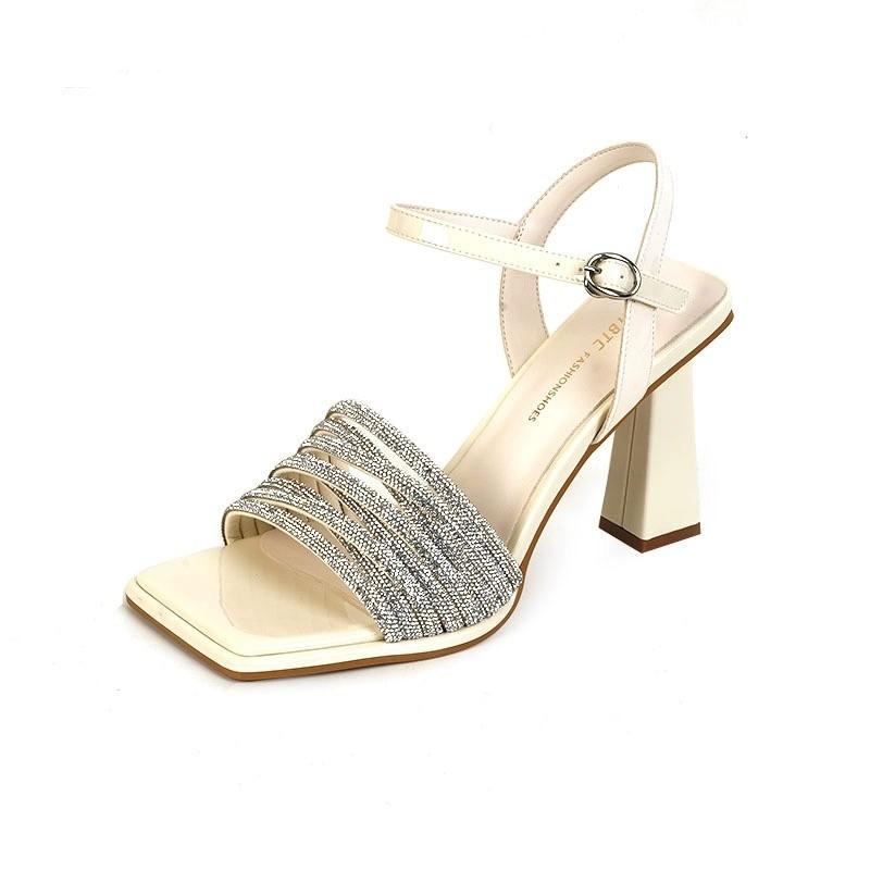 Fashion New Summer Fashion Style Designder Luxury Rhinestone Decoration Women's High Heel Peep Toe Banquet Ladies Shoes Zapatos Mujer