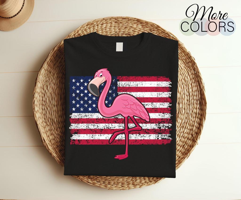 American Flag Flamingo Lover Vintage Retro Gift T-Shirt, Pink Flamingos Cute Costume, Awesome Beautiful Birds Lover Shirts, Birthday Present