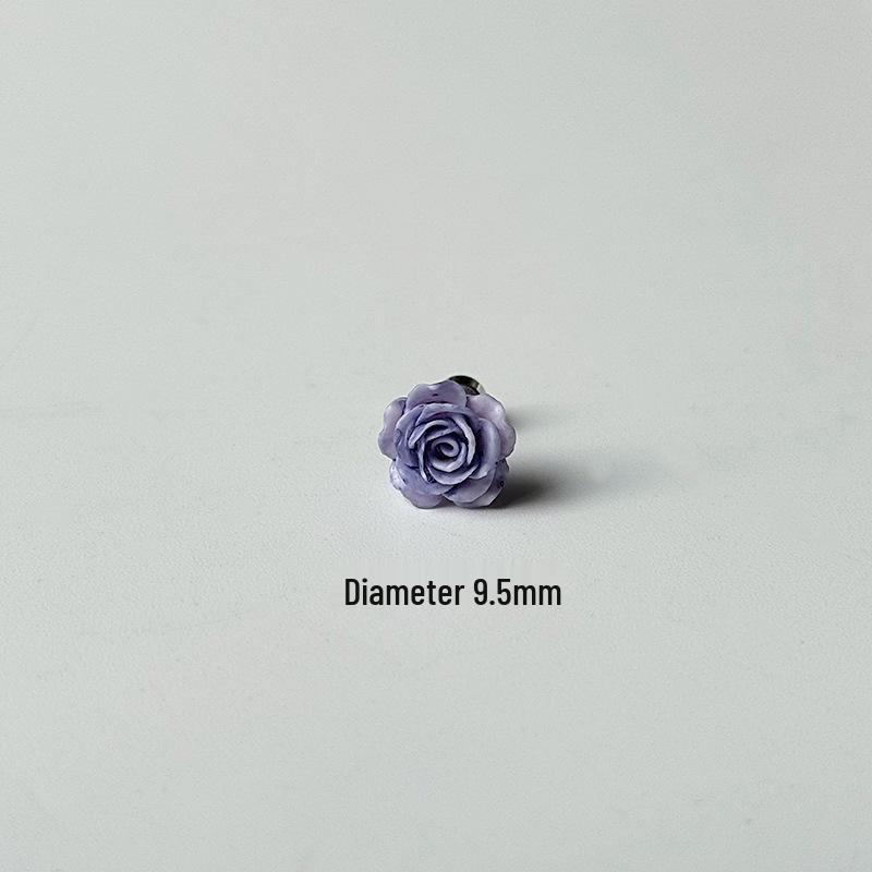 Cappuccino Rose Polymer Clay Flower Ear Cuff Helix Stud with Titanium Steel Screw-Free Earrings