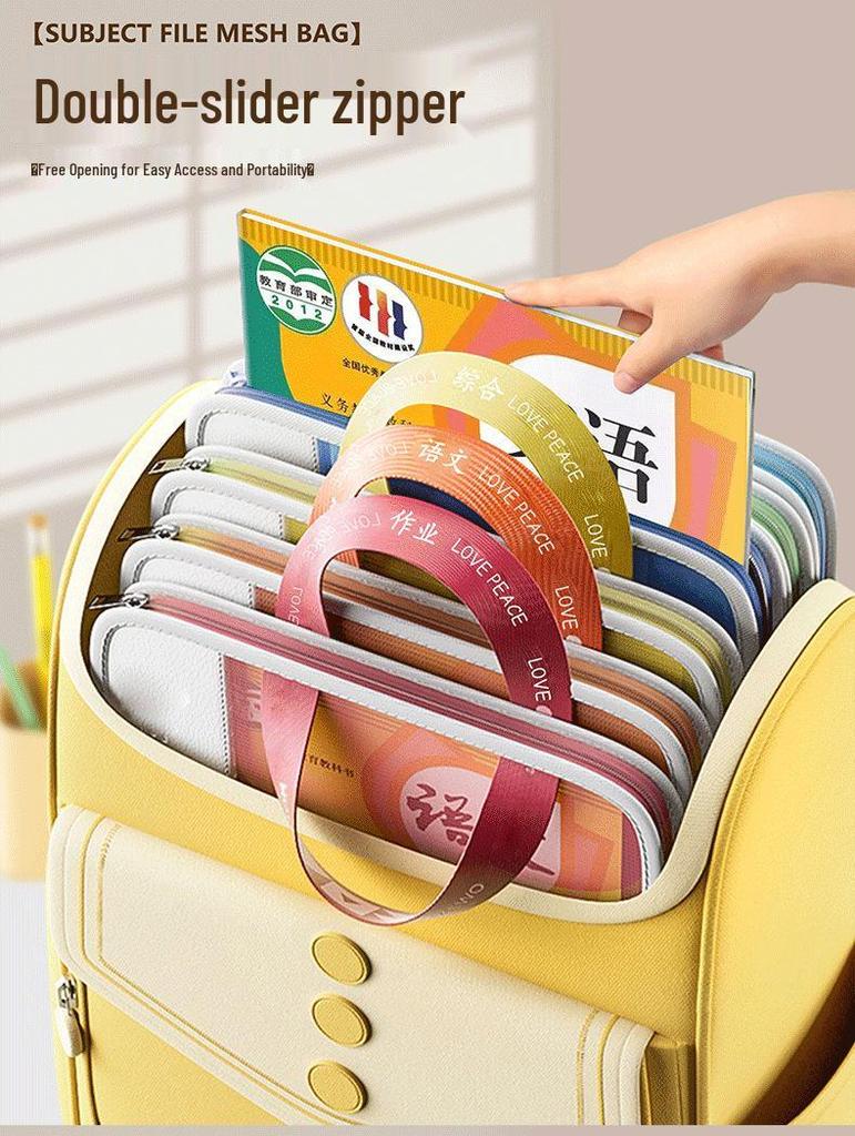 L-Shaped Transparent Mesh File Bag with Zipper: Large Opening Student Tote for Exams