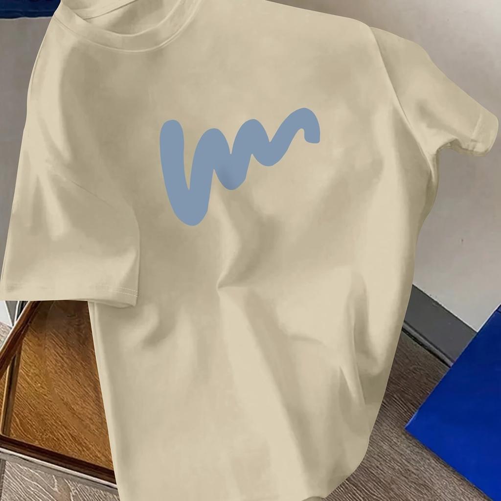 Men's round-neck short-sleeved 100% cotton comfortable casual T-shirt summer loose and creative printed short-sleeved top