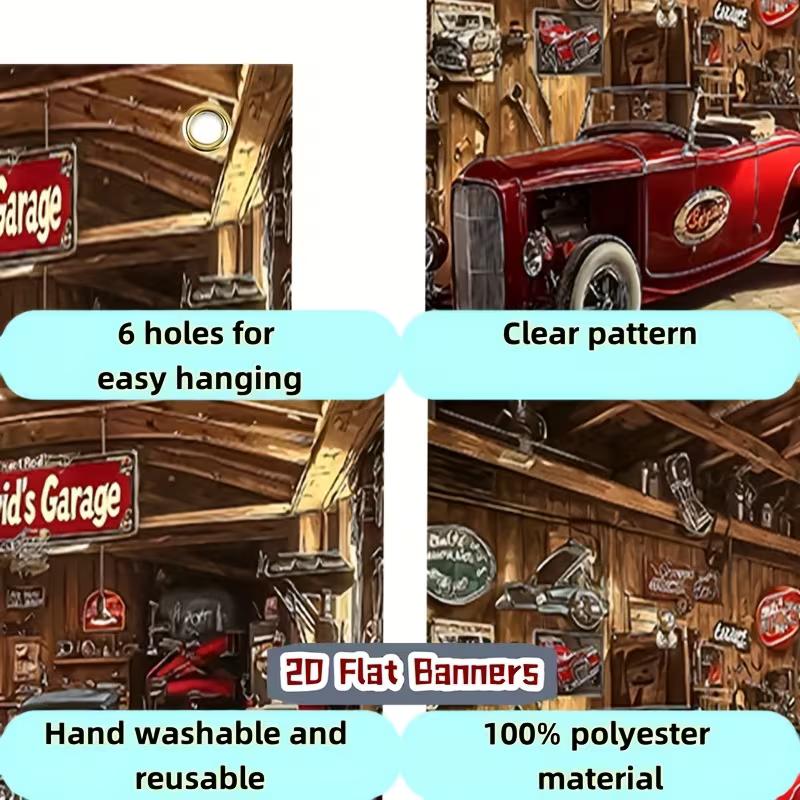 Garage Hot Rods Toile de fond Magasin de Voitures Classiques Américaines Rétro Fond Photo