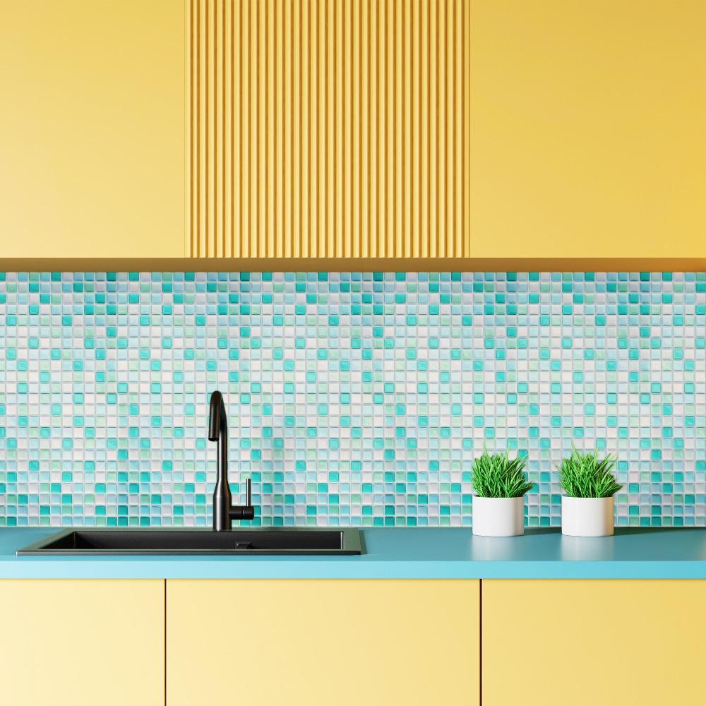 1 buc Autocolant de perete mozaic cu design 3D autoadeziv, dezlipește și lipește, pentru protecție împotriva stropilor, decor de perete