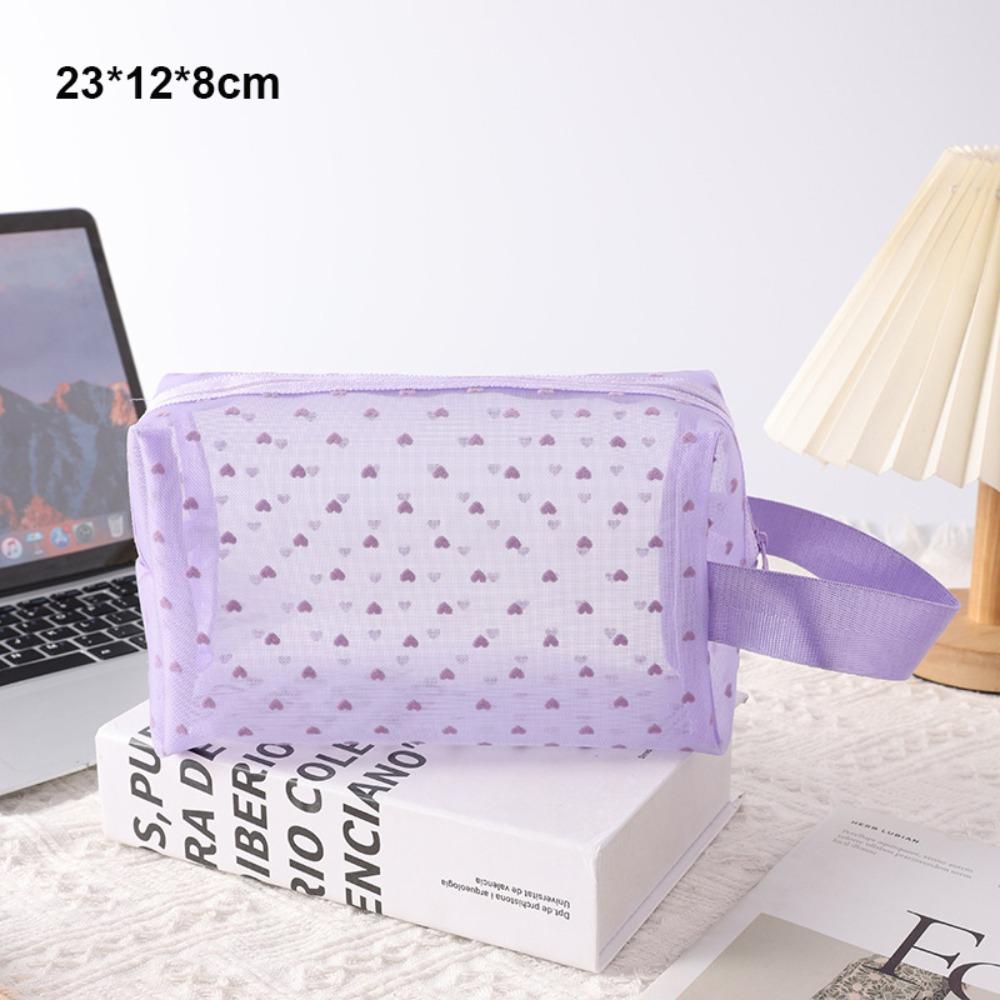 Heart Transparent Women Cosmetic Storage Pouch Multifunction Ladies Toiletry Storage Bag