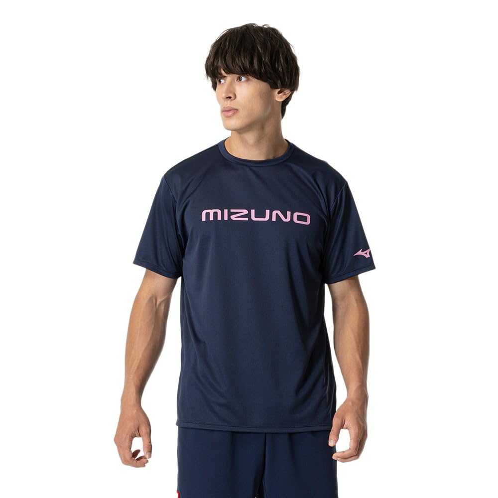 Mizuno Table Tennis Game Short JTTA Size S Shirt, Sleeve, U-Neck, Unisex, Moisture-Wicking, Quick-Drying, Certified, 82JAA110, Navy,