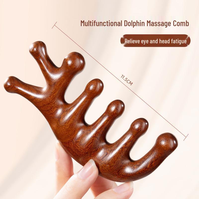 Sandalwood Meridian Anti-Acupoint Five-Finger Massage Comb for Hair Loss, Head & Neck Scraping