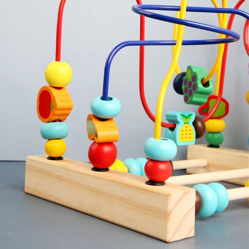 Math Puzzle Wooden Toys Wooden Beads Intelligence Building Blocks  Children Kids