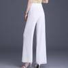 Summer Chiffon Wide Leg Pants Women High Waist Casual Black Long Trousers Female