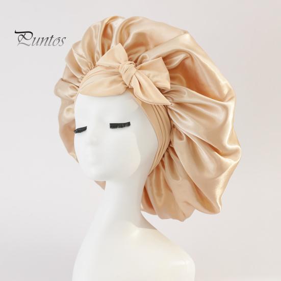 Women Nightcap Satin with Adjustable Elastic Tie Band Hair Protection Bathing Makeup Exercise Hat Sleeping Bonnet Night Sleep Shower Cap