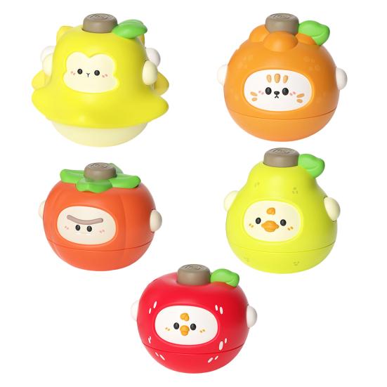 Cartoon Fruit Spinning Top Toy Multi-player Interactive Banana Orange Durian Pear Press Gyroscope Battle Toy Toddlers Educational Spinner Toy