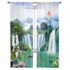 Mountain Landscape With Waterfalls Tulle Window Curtain For Living Room Bedroom Voile Sheer Curtains Kitchen Treatments Drapes